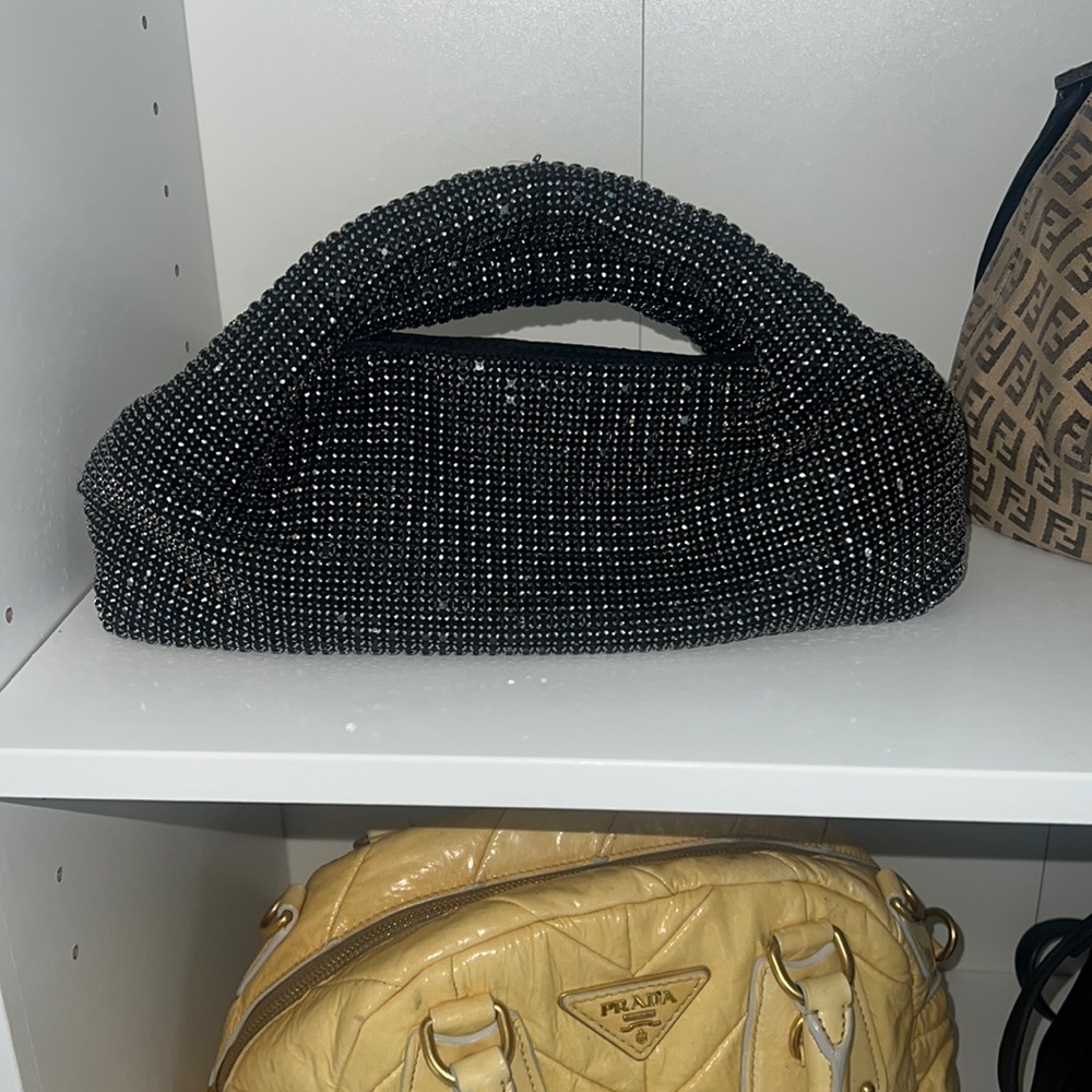 black sparkle circle bag